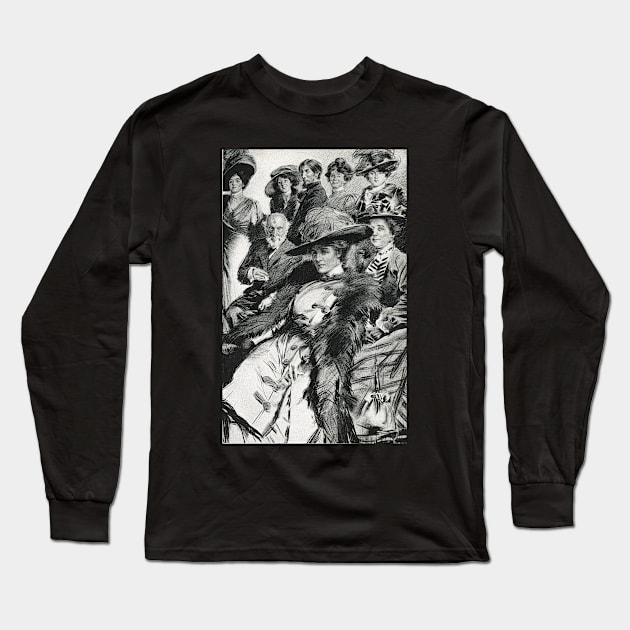 Enigmatic Lady at an Edwardian picture viewing salon 1911 Long Sleeve T-Shirt by artfromthepast